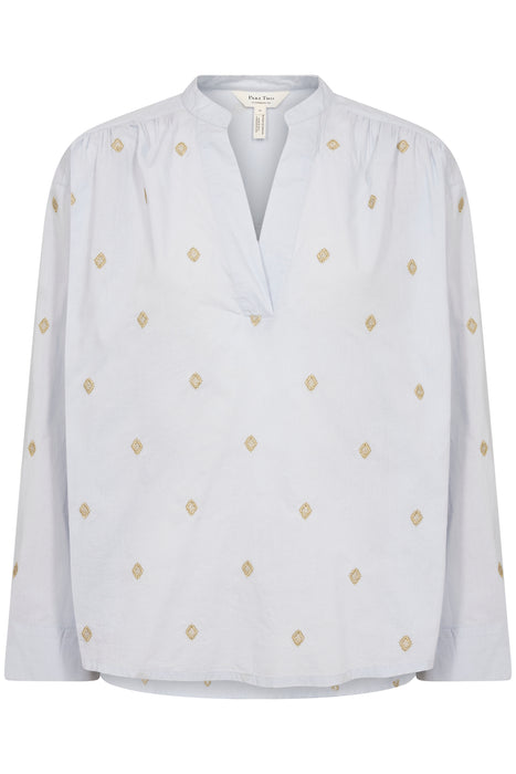 Part Two NatalePW Blouse Heather with Gold Embroidery