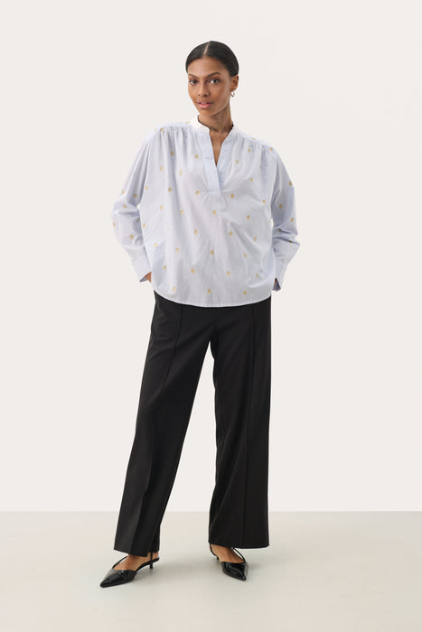 Part Two NatalePW Blouse Heather with Gold Embroidery