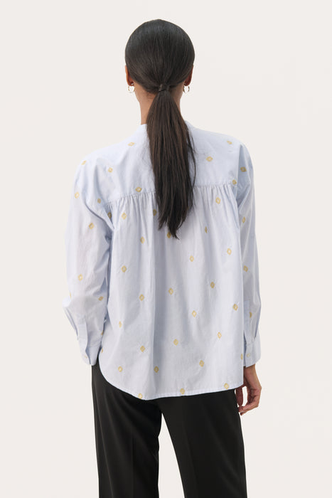 Part Two NatalePW Blouse Heather with Gold Embroidery