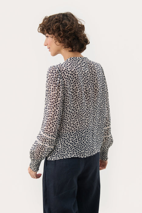 Part Two NesmaPW Shirt Navy Mini Grid Flower