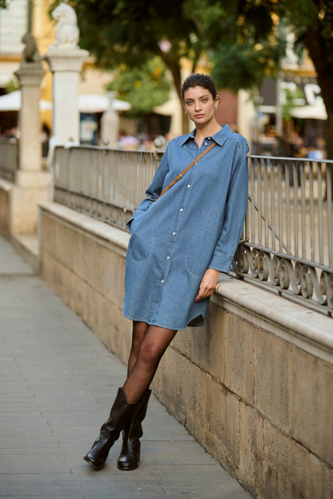 Part Two NuriaPW Dress Whiteish Blue Denim