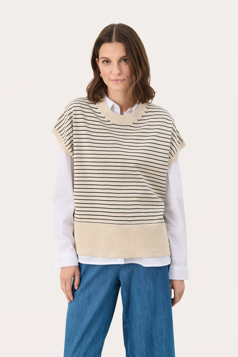 Part Two NatayaPW Slipover Whitecap Grey Stripe