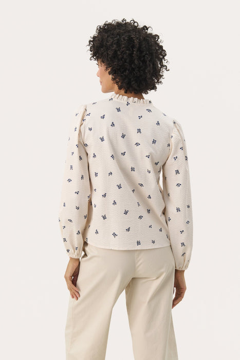 Part Two EimyPW Blouse Cream Blue Bouquet Print