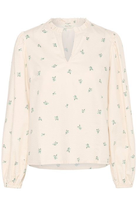 Part Two EimyPW Blouse Cream Blue Bouquet Print
