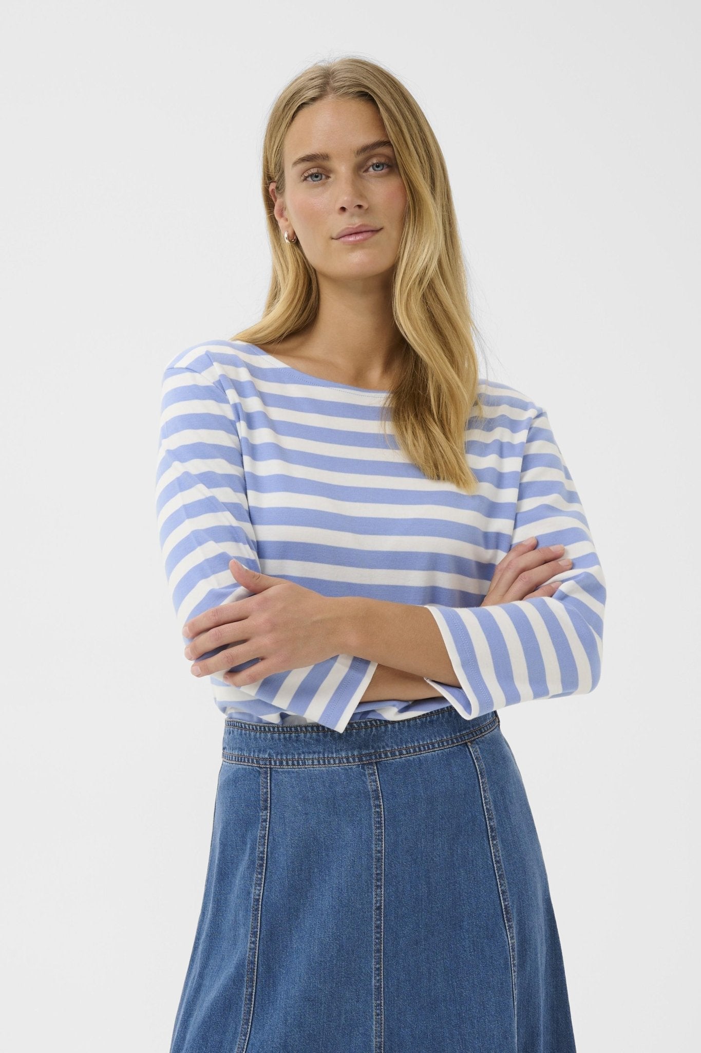 picture of Part Two Nela T-Shirt - Hydrangea Stripe - Number Two - womens - fashion - clothing - Part Two 2
