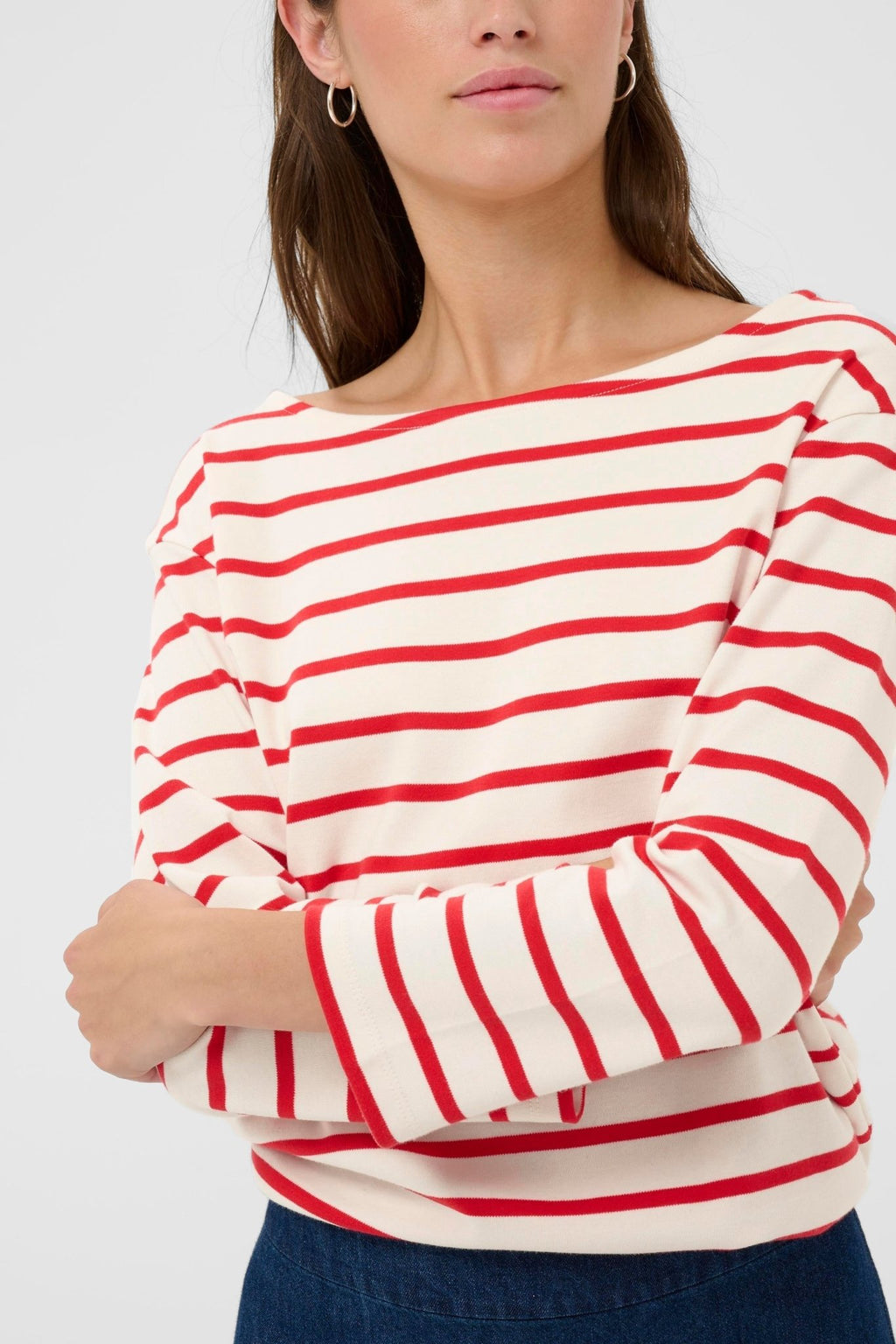 picture of Part Two Nela T-Shirt - Poppy Red Stripe - Number Two - womens - fashion - clothing - Part Two 2