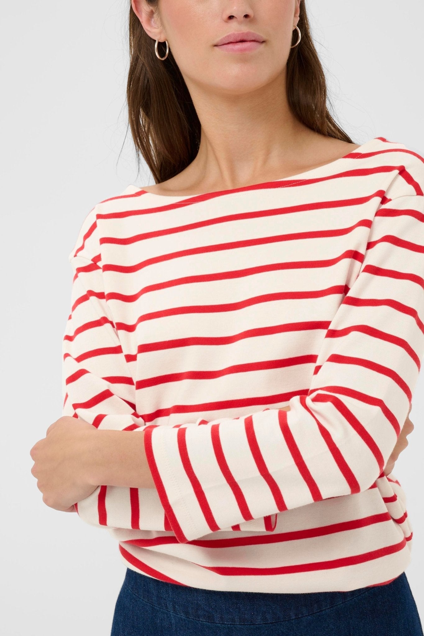 picture of Part Two Nela T-Shirt - Poppy Red Stripe - Number Two - womens - fashion - clothing - Part Two 2