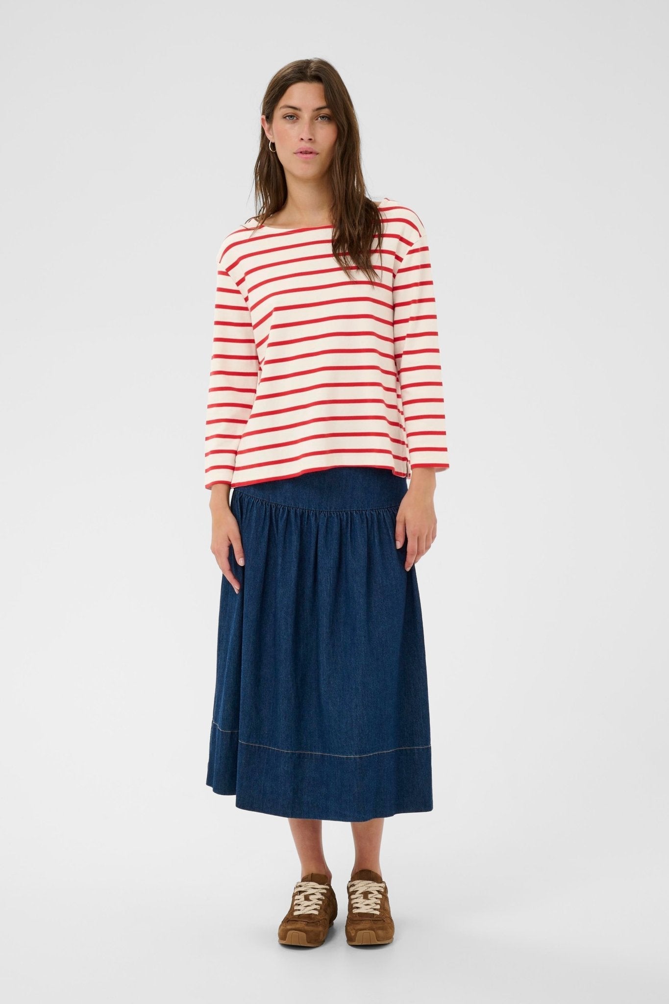 picture of Part Two Nela T-Shirt - Poppy Red Stripe - Number Two - womens - fashion - clothing - Part Two 3