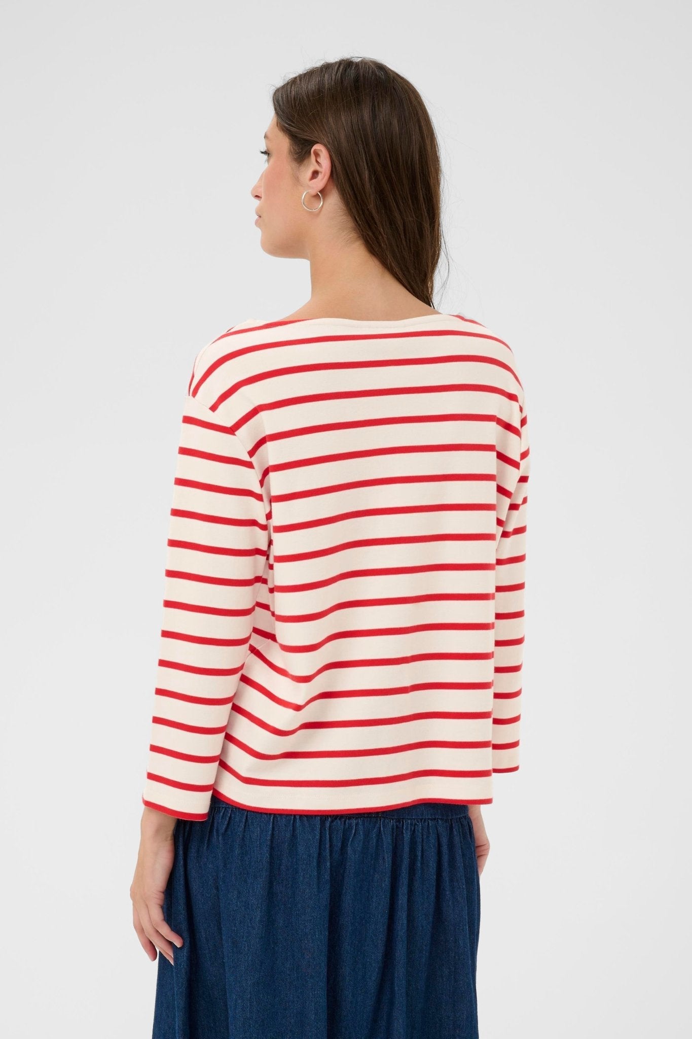 picture of Part Two Nela T-Shirt - Poppy Red Stripe - Number Two - womens - fashion - clothing - Part Two 4