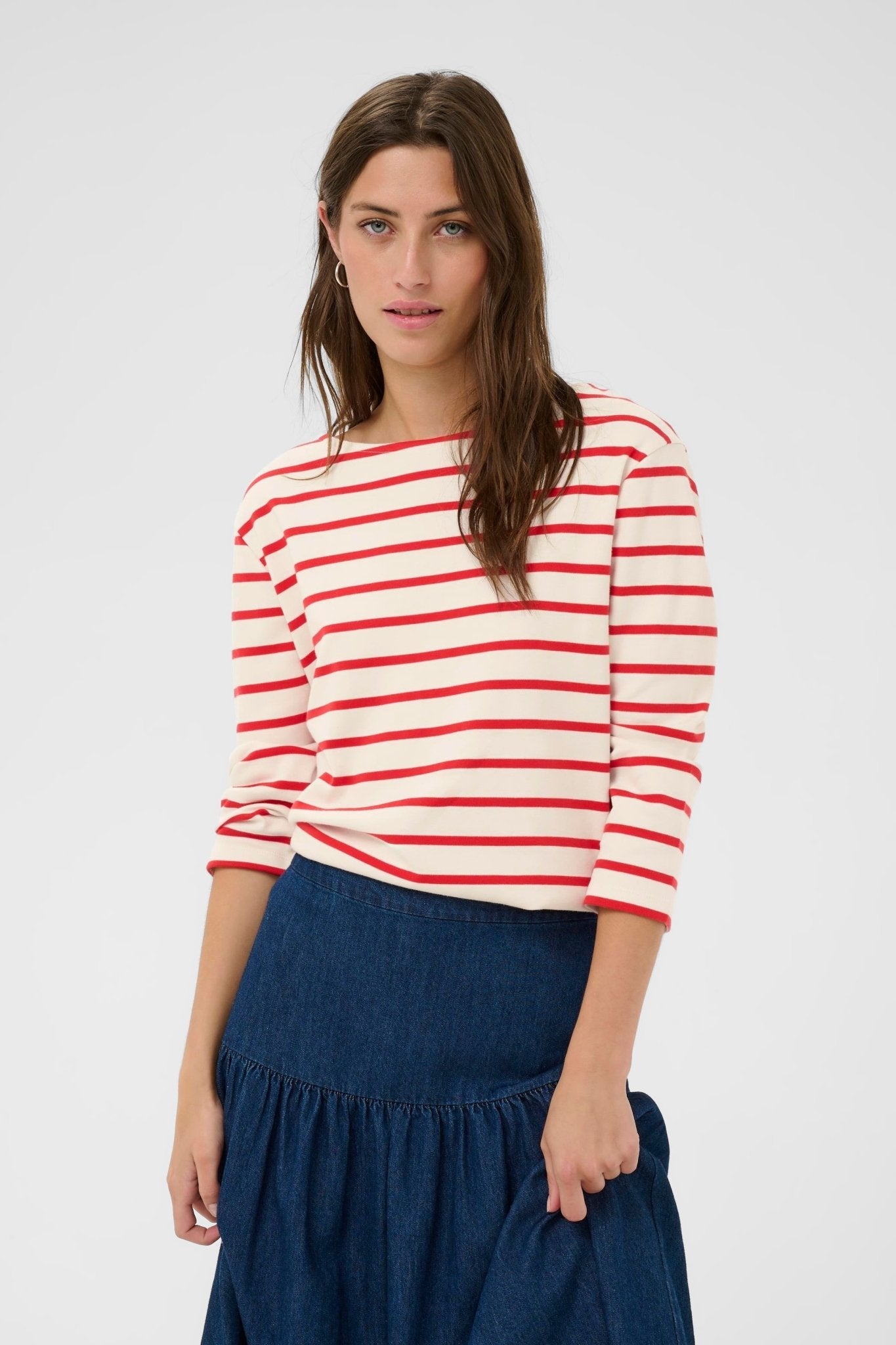 picture of Part Two Nela T-Shirt - Poppy Red Stripe - Number Two - womens - fashion - clothing - Part Two 1