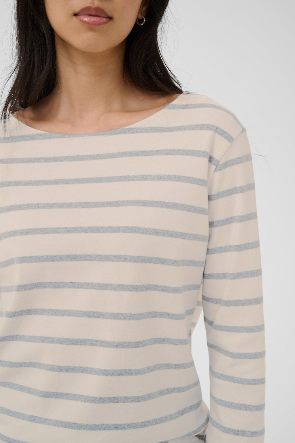 picture of Part Two Nela T-Shirt - Eggnog/Grey Stripe - Number Two - womens - fashion - clothing - Part Two 2