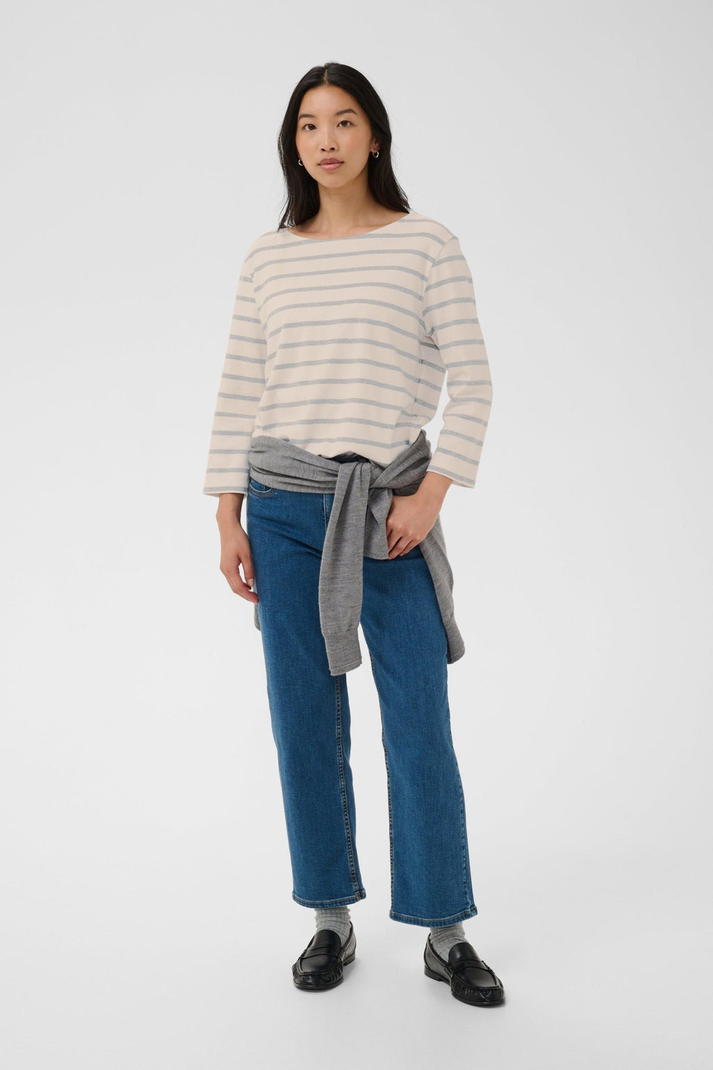 picture of Part Two Nela T-Shirt - Eggnog/Grey Stripe - Number Two - womens - fashion - clothing - Part Two 5