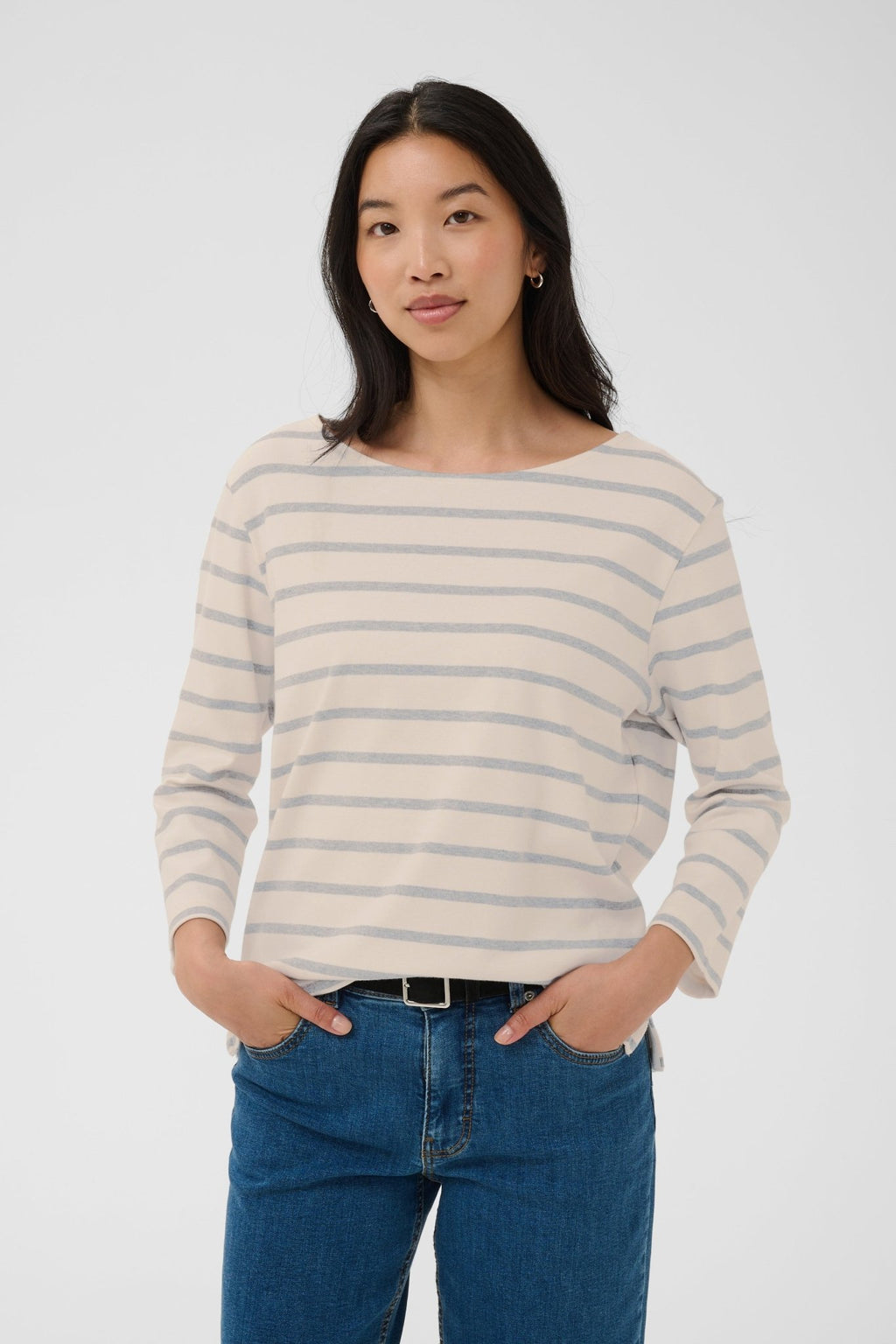 picture of Part Two Nela T-Shirt - Eggnog/Grey Stripe - Number Two - womens - fashion - clothing - Part Two 3