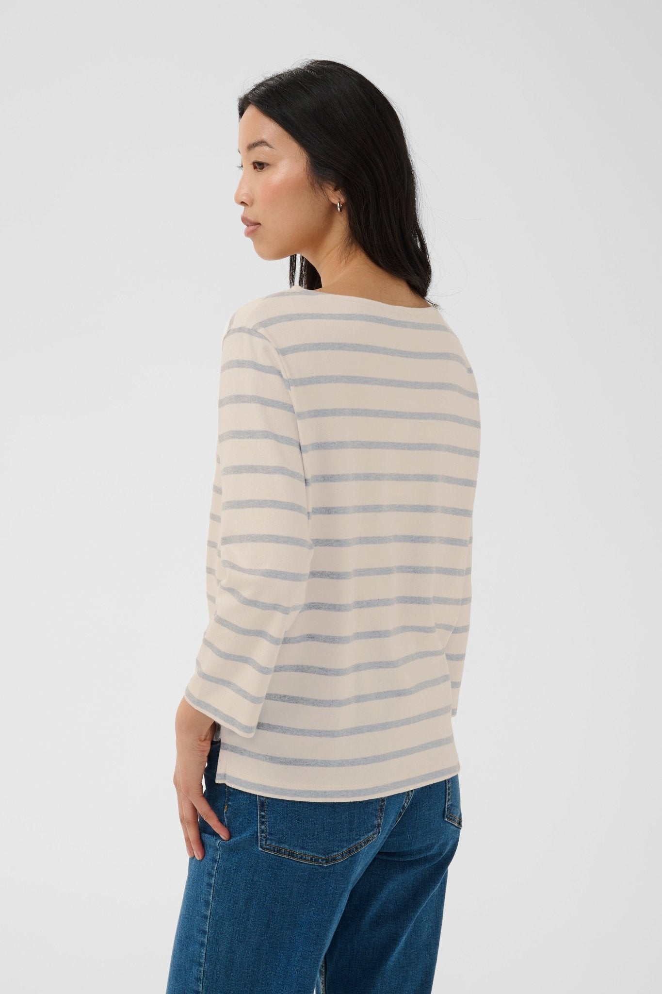 picture of Part Two Nela T-Shirt - Eggnog/Grey Stripe - Number Two - womens - fashion - clothing - Part Two 4