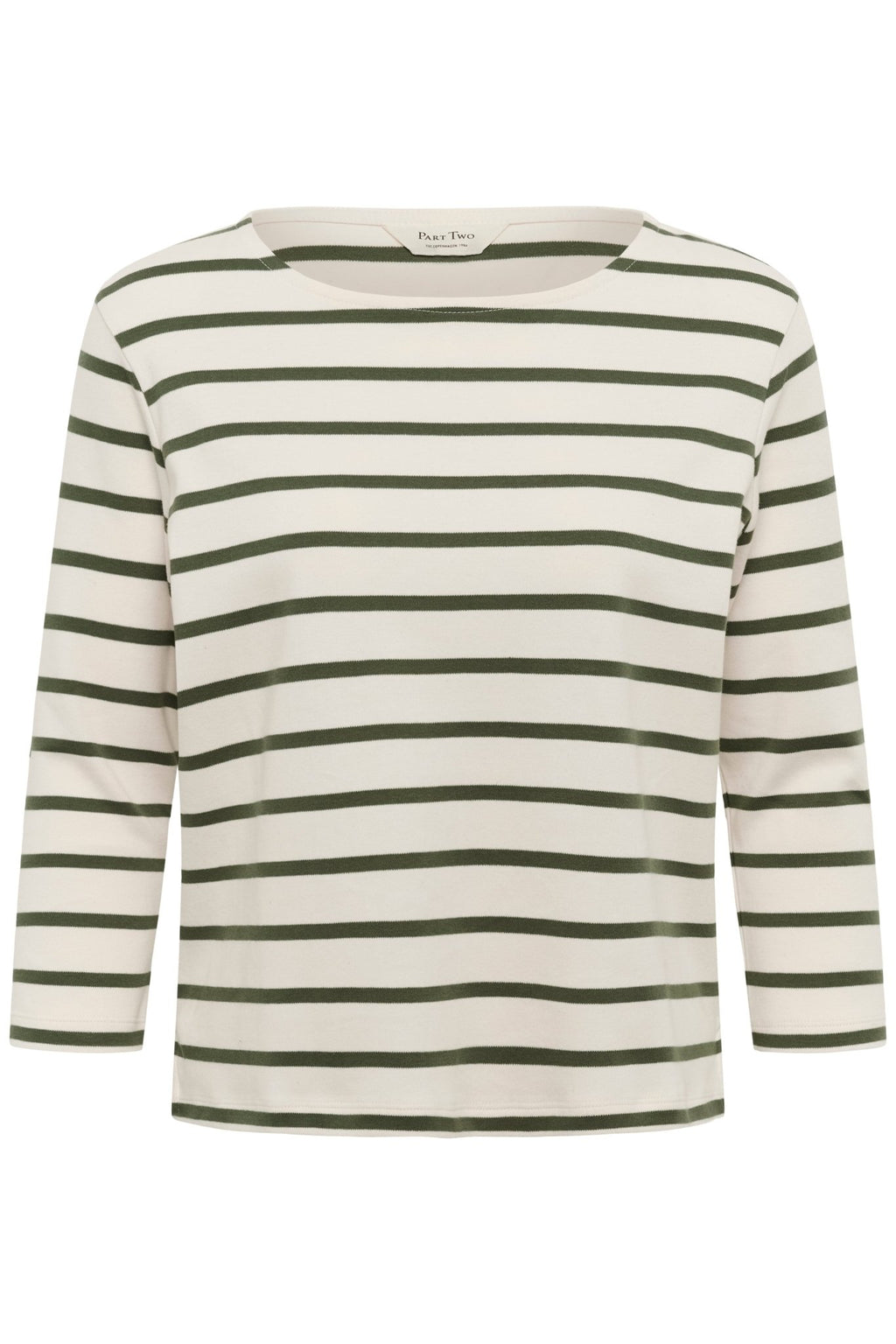 picture of Part Two Nela T-Shirt - Ecru/Beetle Green Stripe - Number Two - womens - fashion - clothing - Part Two 6