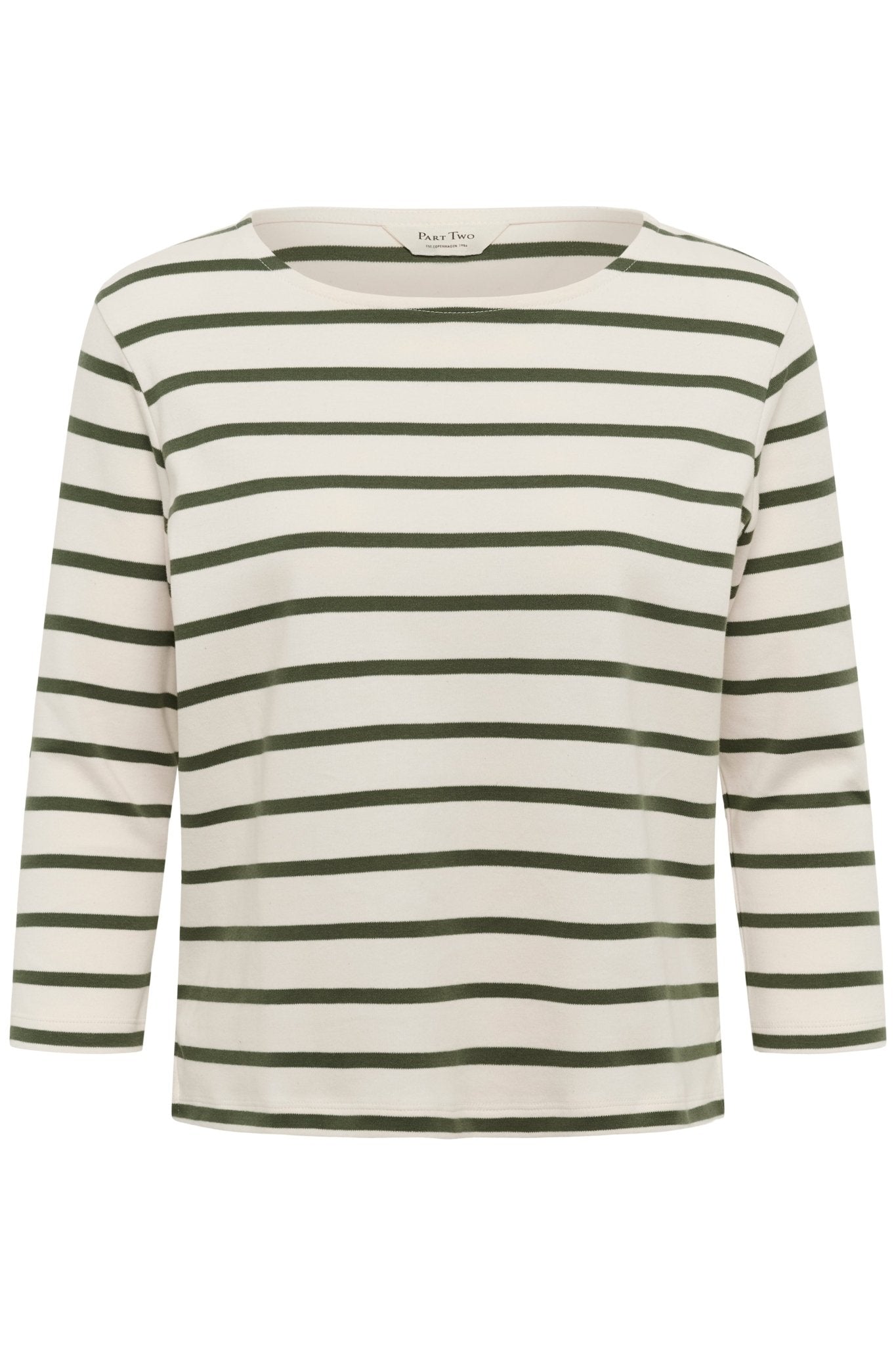 picture of Part Two Nela T-Shirt - Ecru/Beetle Green Stripe - Number Two - womens - fashion - clothing - Part Two 6