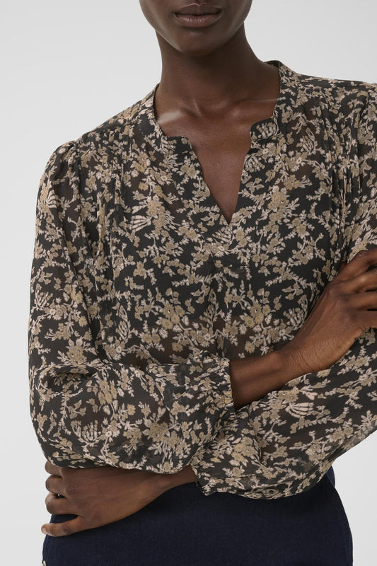 picture of Part Two Sandi Blouse - Black Flower Bouquet Print - Number Two - womens - fashion - clothing - Part Two 1