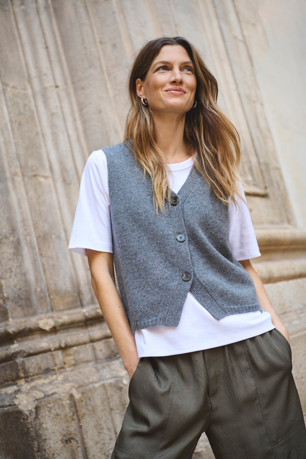 Part Two Sylva Waistcoat  - Medium Grey Melange
