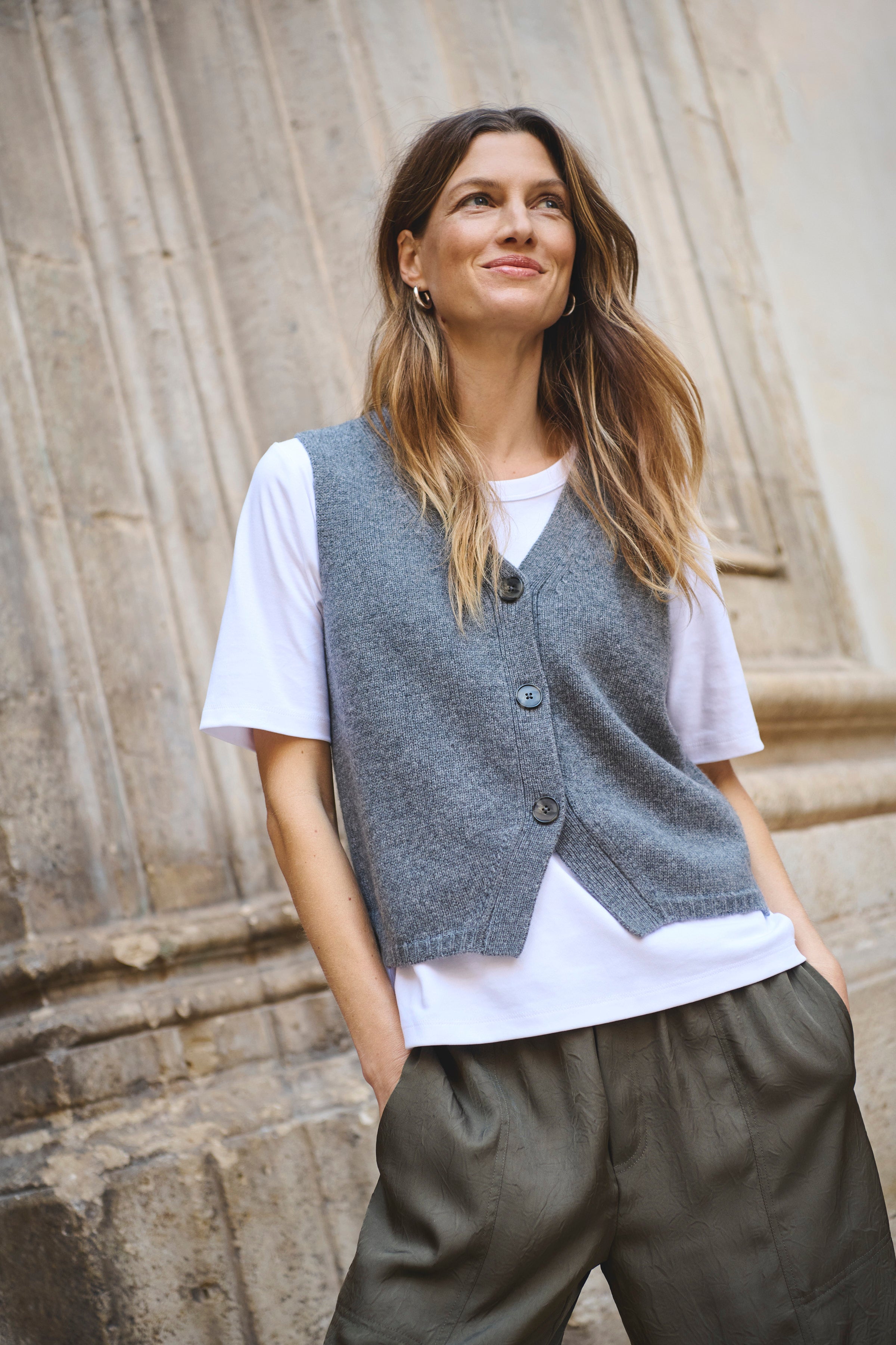 Part Two Sylva Waistcoat  - Medium Grey Melange