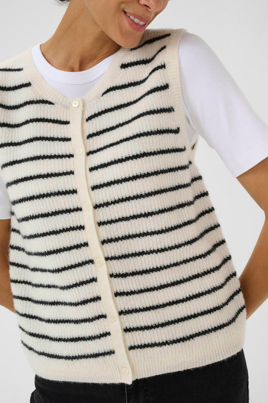 picture of Part Two Pimira Waistcoat - Eggnog/Navy Stripe - Number Two - womens - fashion - clothing - Part Two 1