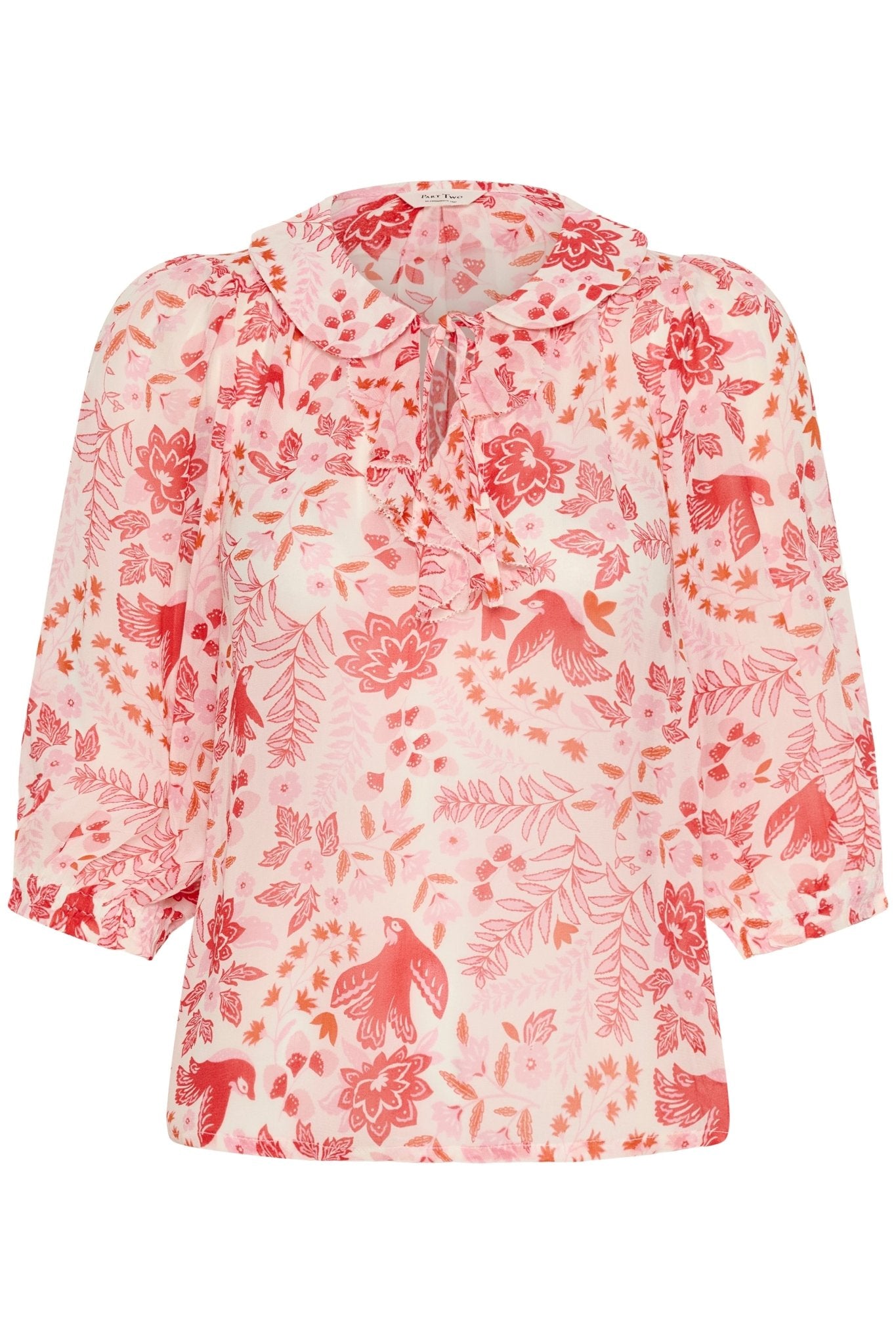 picture of Part Two Alvia Blouse - Poppy Red Bird Print - Number Two - womens - fashion - clothing - Part Two 5