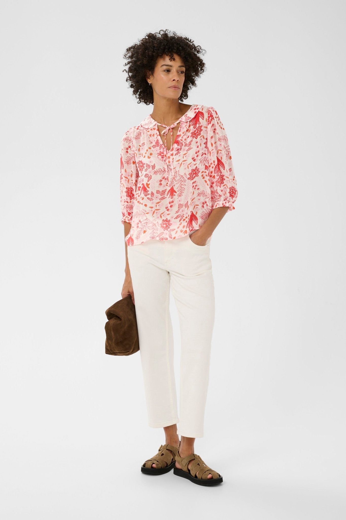 picture of Part Two Alvia Blouse - Poppy Red Bird Print - Number Two - womens - fashion - clothing - Part Two 2