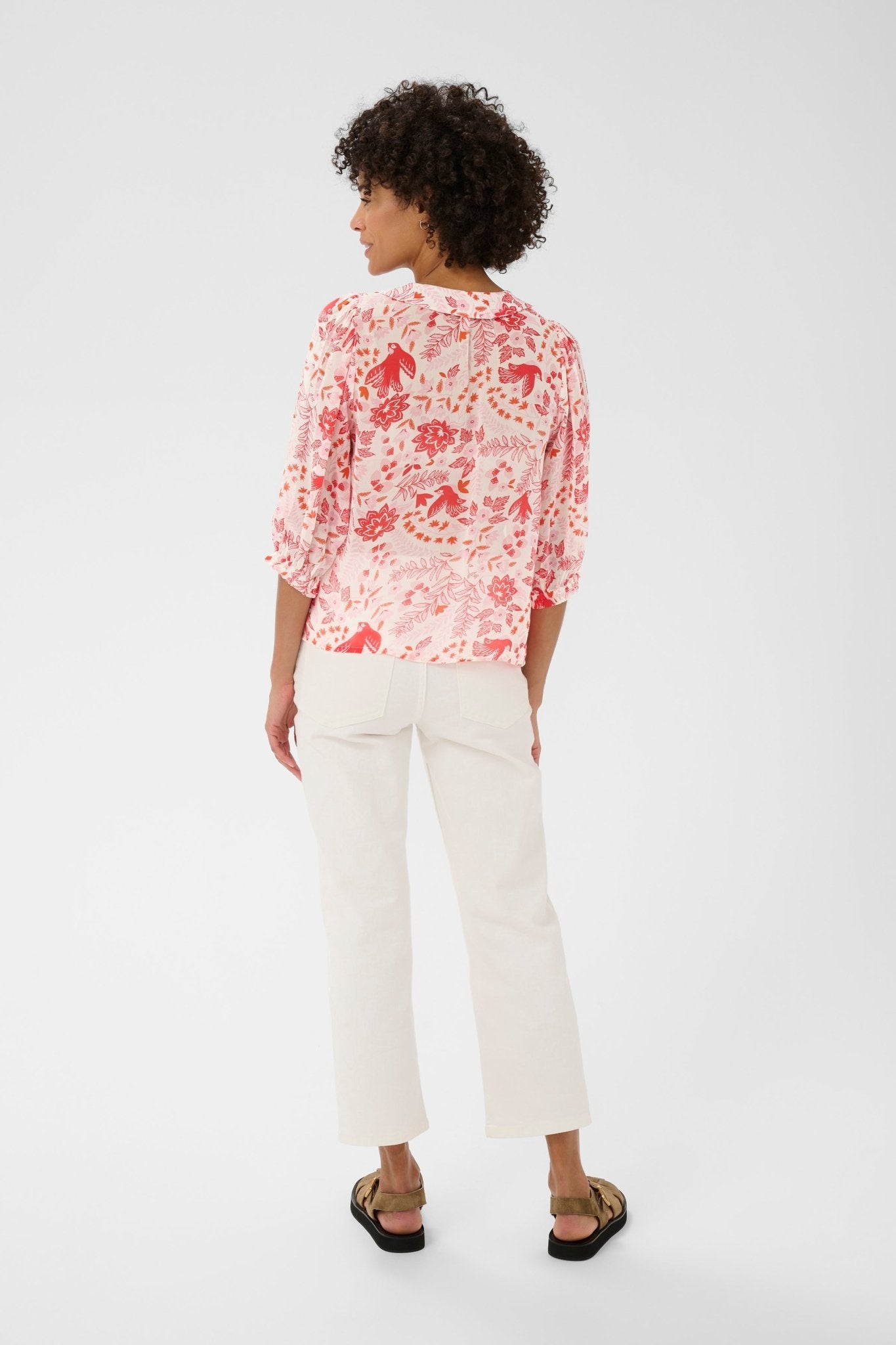 picture of Part Two Alvia Blouse - Poppy Red Bird Print - Number Two - womens - fashion - clothing - Part Two 3