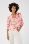 picture of Part Two Alvia Blouse - Poppy Red Bird Print - Number Two - womens - fashion - clothing - Part Two 1
