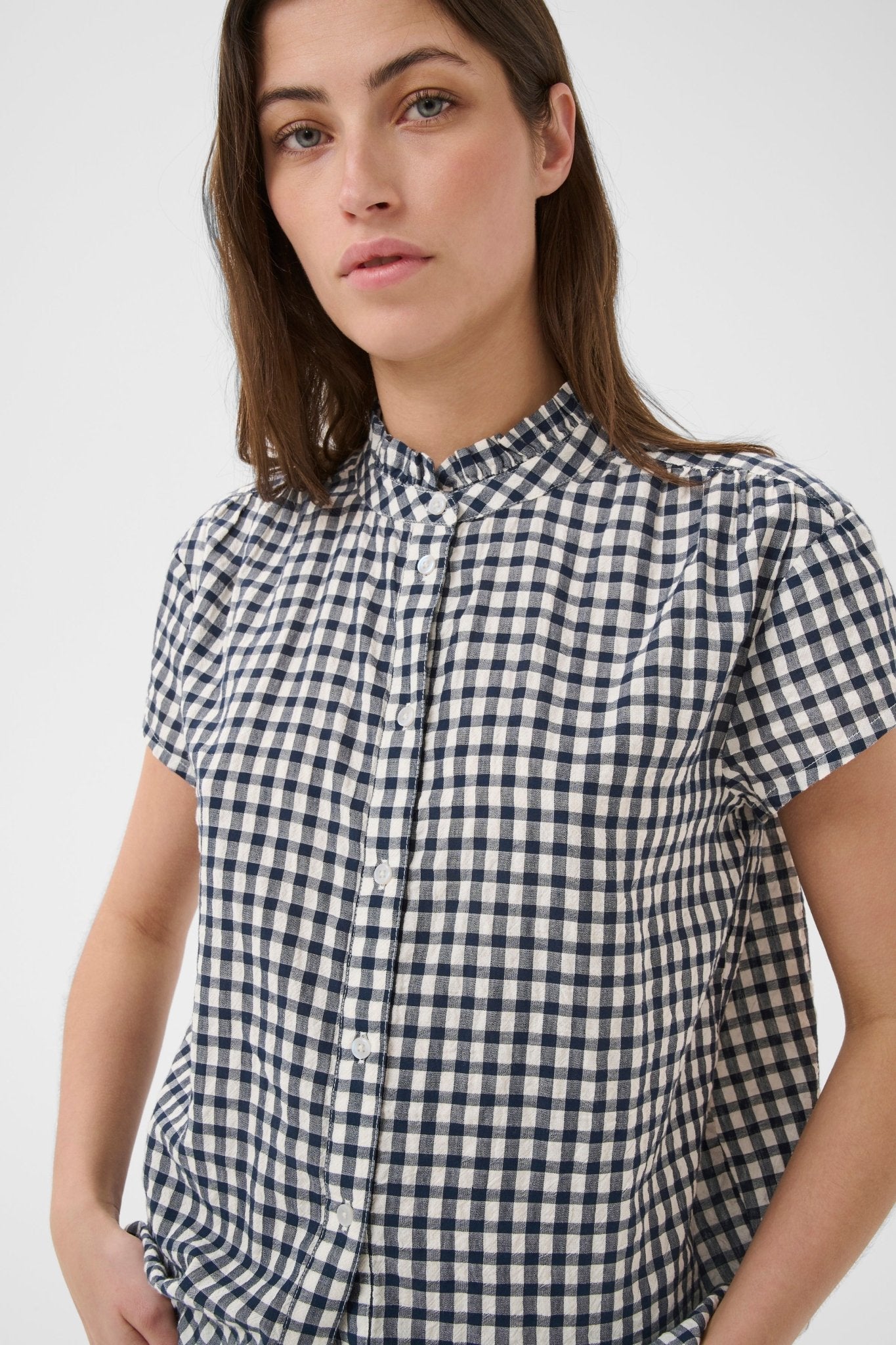 picture of Part Two Bjanka Check Blouse - Navy/White - Number Two - womens - fashion - clothing - Part Two 1