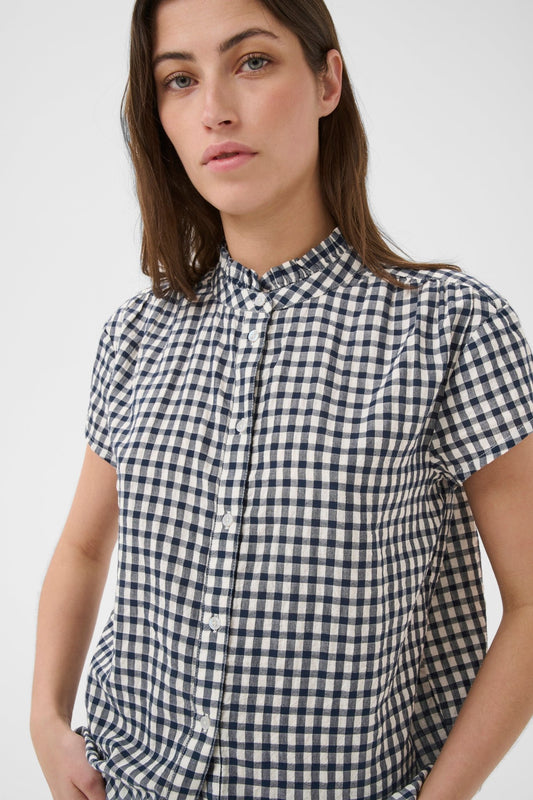 picture of Part Two Bjanka Check Blouse - Navy/White - Number Two - womens - fashion - clothing - Part Two 1