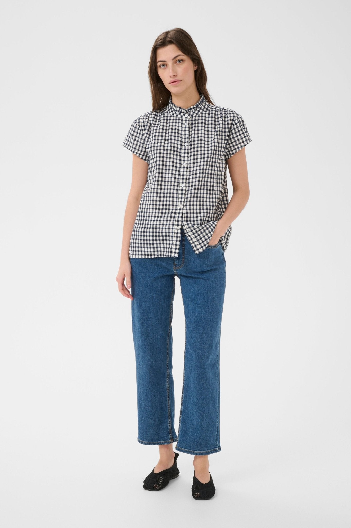 picture of Part Two Bjanka Check Blouse - Navy/White - Number Two - womens - fashion - clothing - Part Two 4