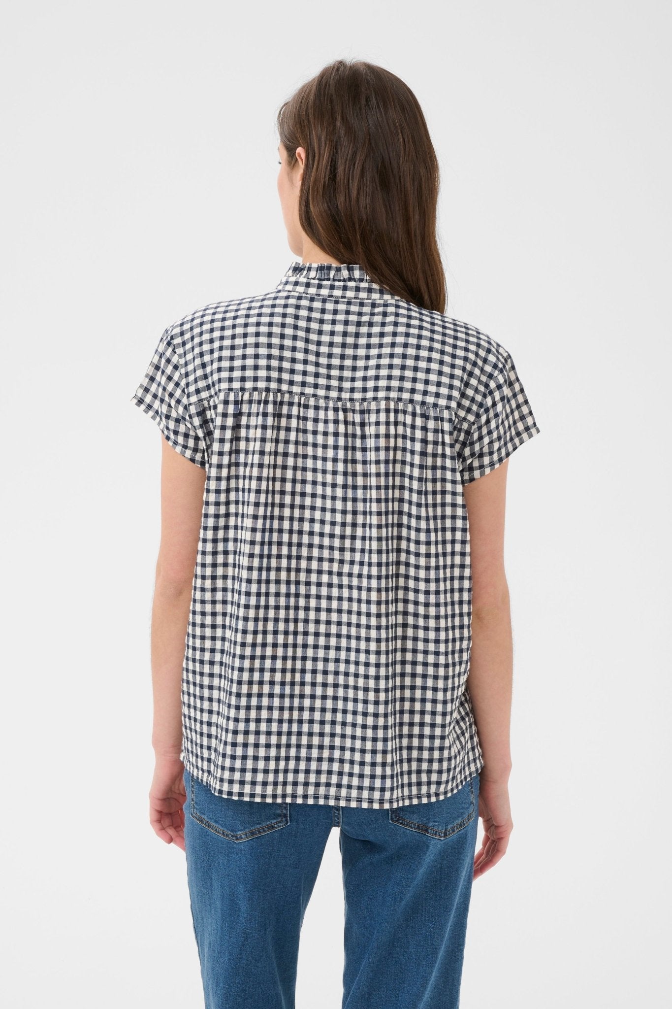 picture of Part Two Bjanka Check Blouse - Navy/White - Number Two - womens - fashion - clothing - Part Two 3