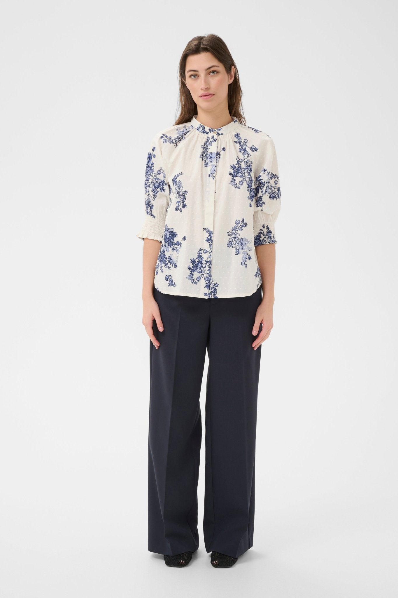 picture of Part Two Almeras Shirt - Blue Shadow Flower Print - Number Two - womens - fashion - clothing - Part Two 4