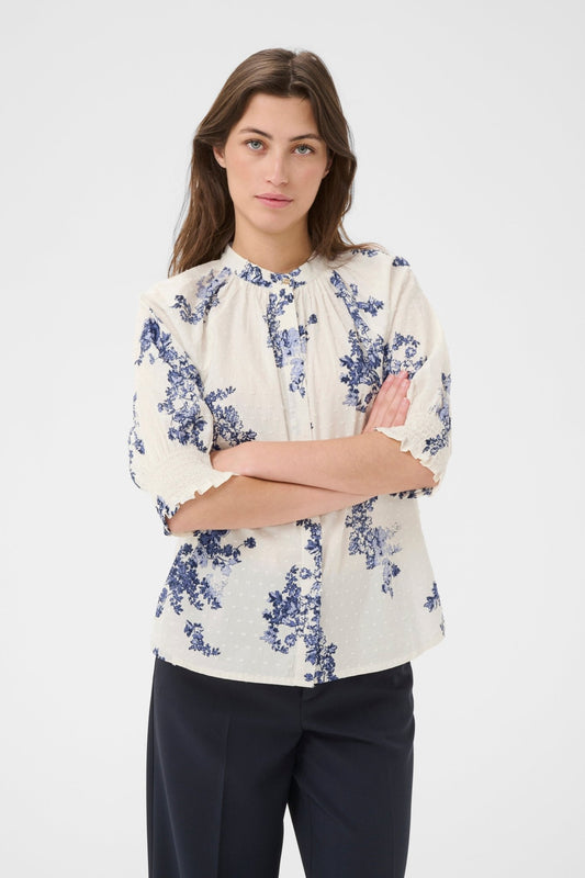 picture of Part Two Almeras Shirt - Blue Shadow Flower Print - Number Two - womens - fashion - clothing - Part Two 1