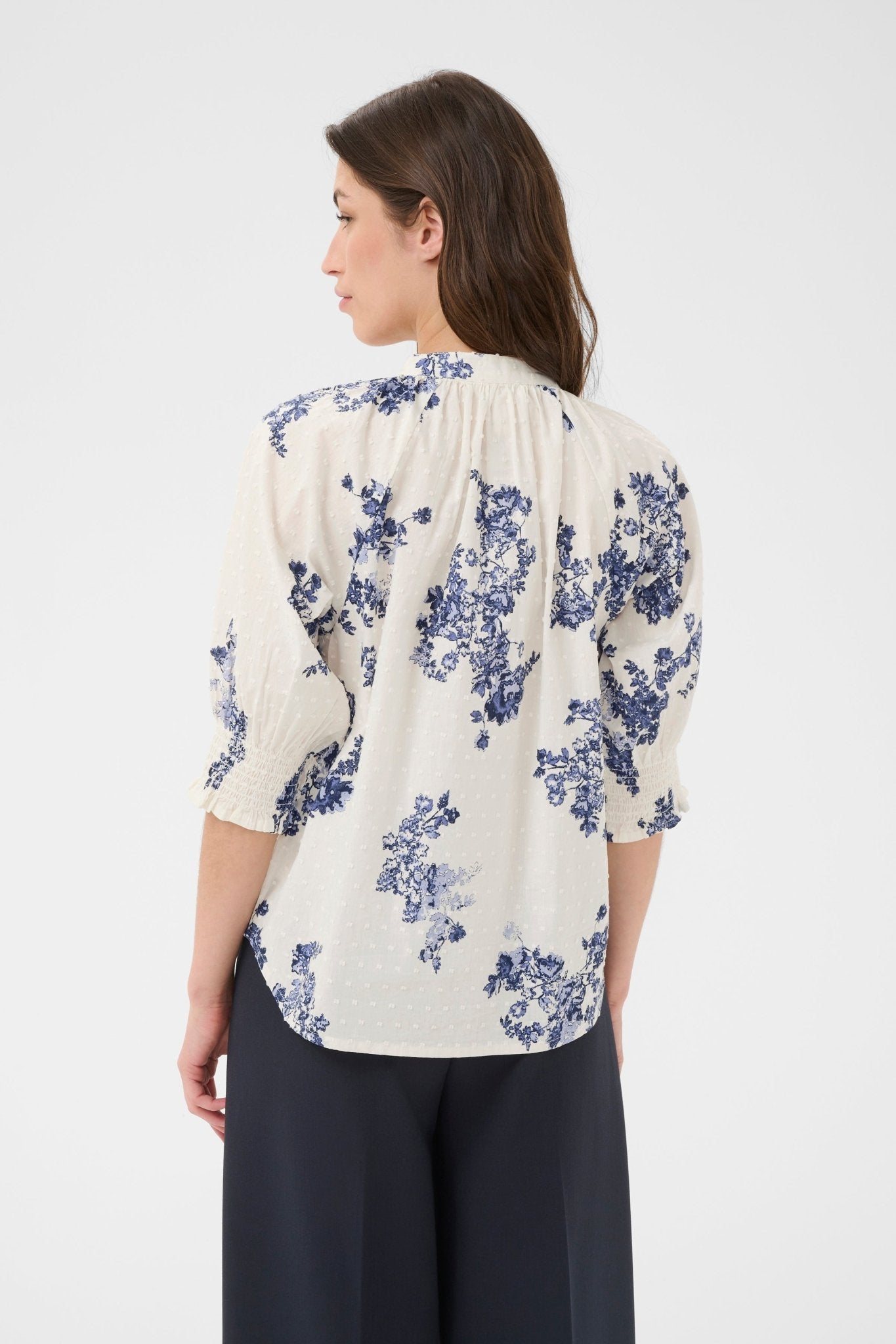 picture of Part Two Almeras Shirt - Blue Shadow Flower Print - Number Two - womens - fashion - clothing - Part Two 3