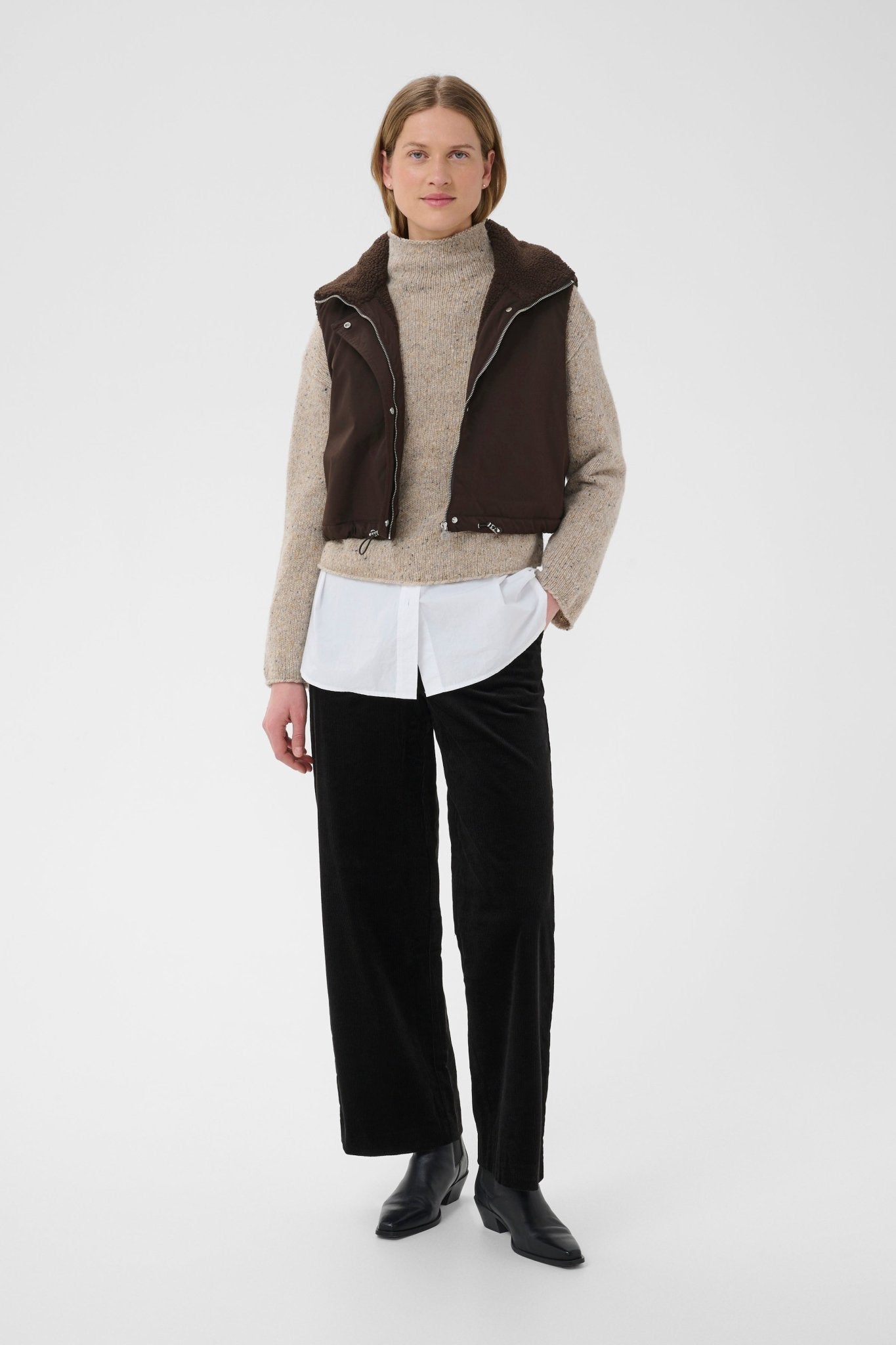 picture of Part Two Cathlin Teddy Gilet - Mole/Brown - Number Two - womens - fashion - clothing - Part Two 2