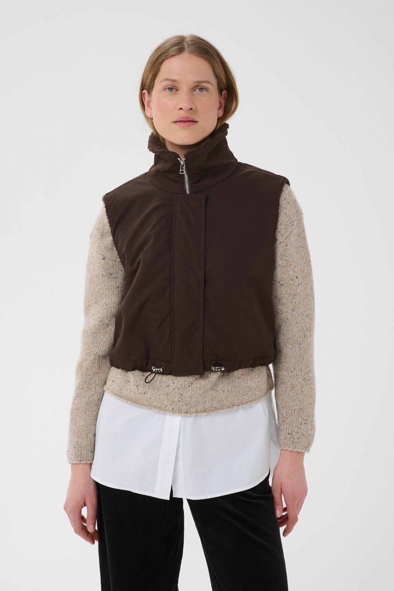 picture of Part Two Cathlin Teddy Gilet - Mole/Brown - Number Two - womens - fashion - clothing - Part Two 1