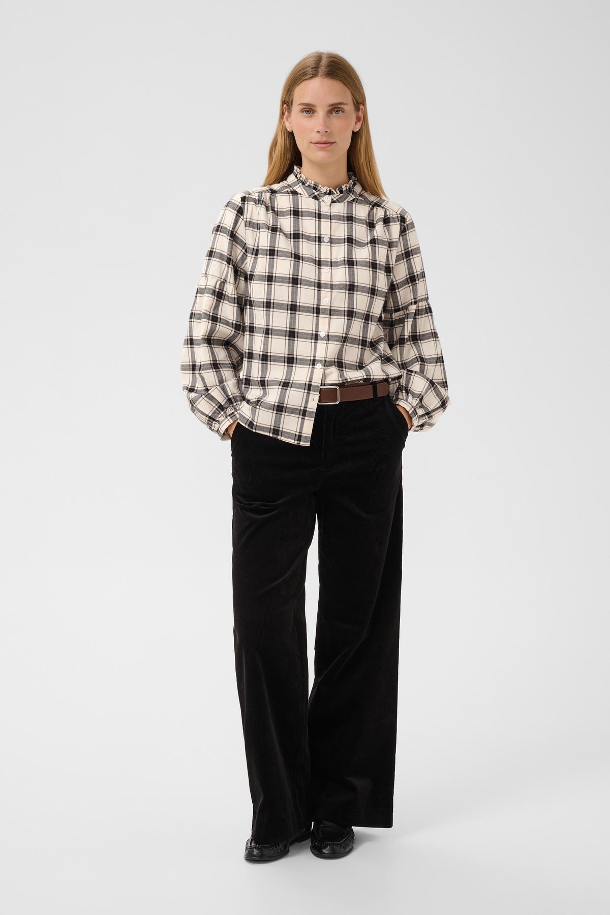 Part Two Samilla Shirt - Dark Navy/Mole Check