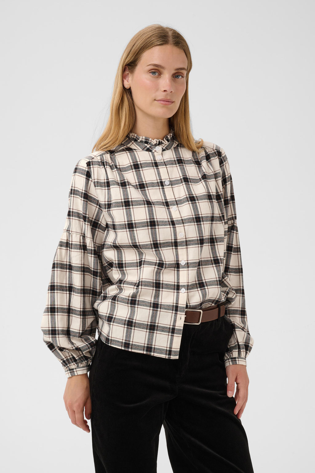 Part Two Samilla Shirt - Dark Navy/Mole Check
