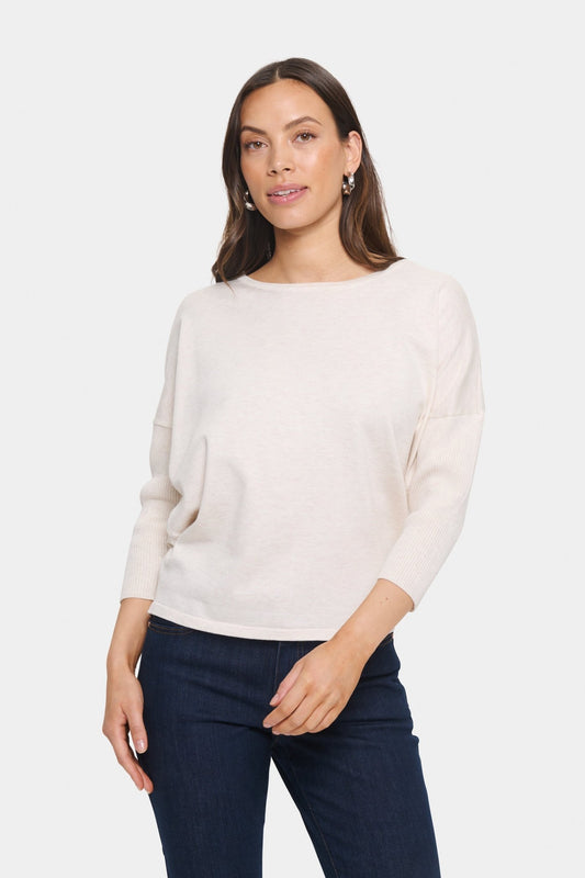 picture of Saint Tropez Mila R - Neck Pullover Fog Melange - Number Two - womens - fashion - ethical - clothing - Saint Trope