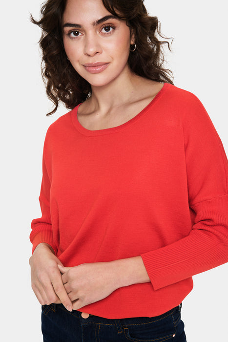 Saint Tropez MilaSZ R-Neck Pullover Flame Scarlet