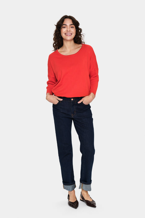 Saint Tropez MilaSZ R-Neck Pullover Flame Scarlet
