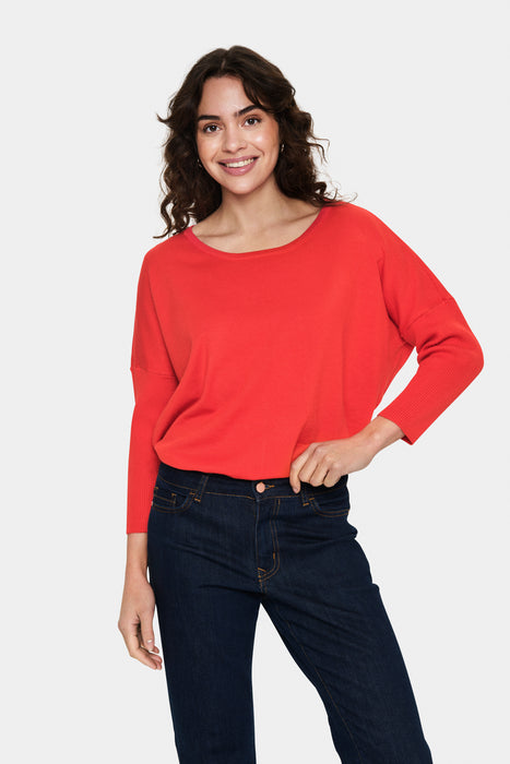 Saint Tropez MilaSZ R-Neck Pullover Flame Scarlet