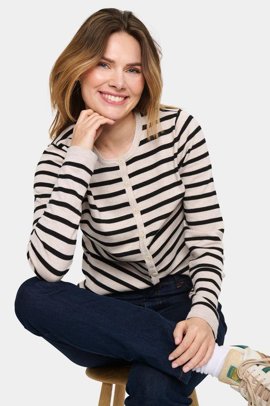 picture of Saint Tropez Mila cardigan Gray Morning Stripe - Number Two - womens - fashion - clothing - Saint Tropez 1