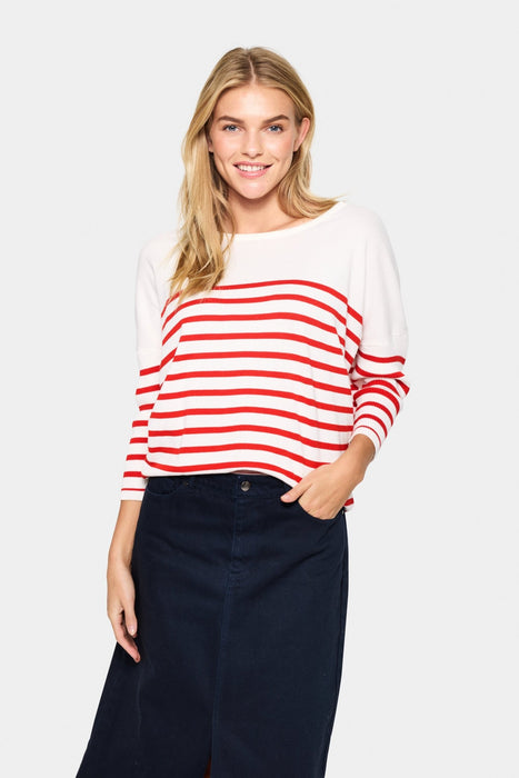 Saint Tropez MilaSZ Pullover Ice & Fire Scarlet Stripe