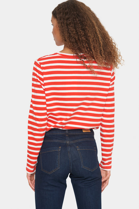 Saint Tropez IdaliaSZ T-shirt Flame Scarlet White Stripe