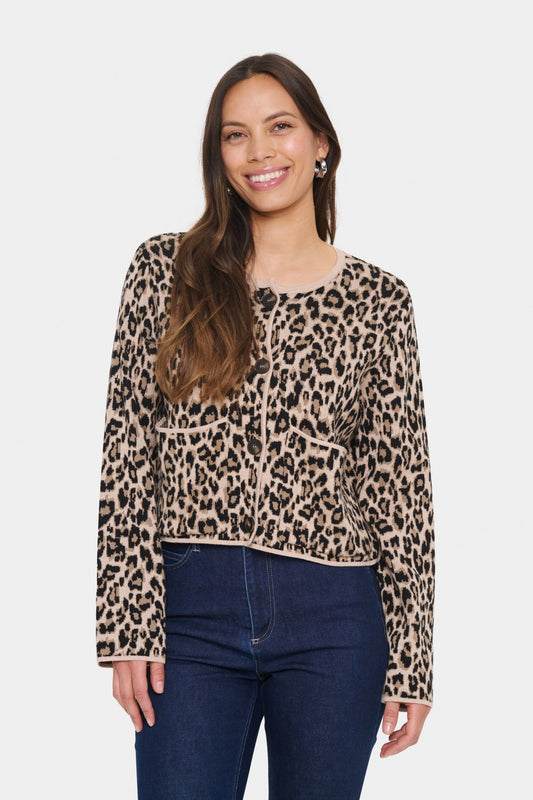 picture of Saint Tropez Lydia Cardigan - Black leopard Jacquard - Number Two - womens - fashion - ethical - clothing - Saint