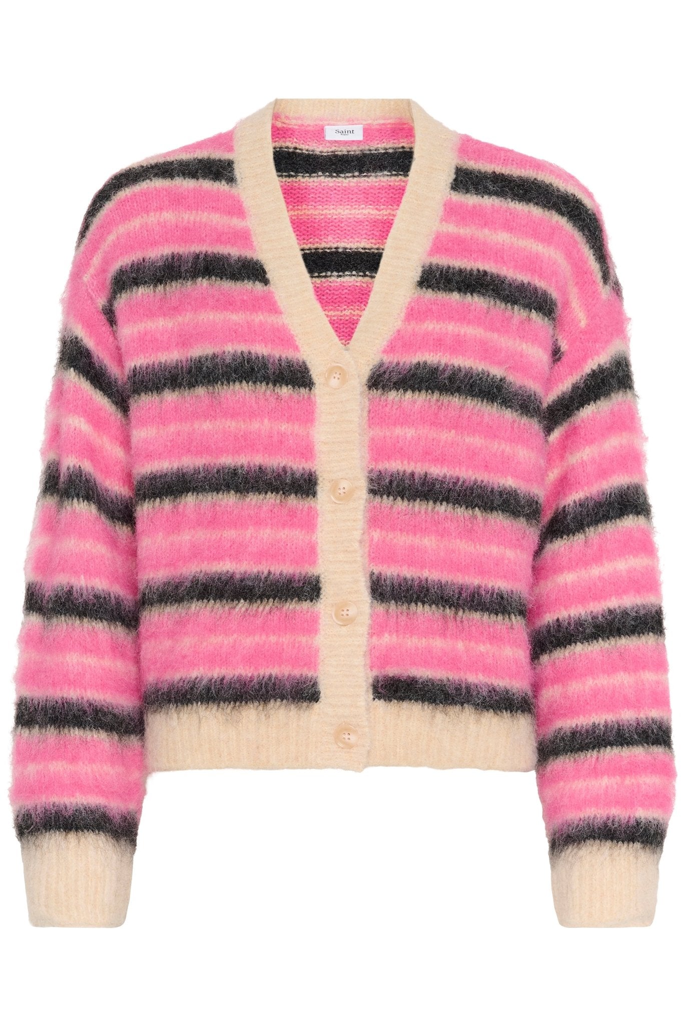 picture of Saint Tropez Olma Cardigan - Pink Nectar Peony Orchid Stripe - Number Two - womens - clothing - Saint Tropez 5