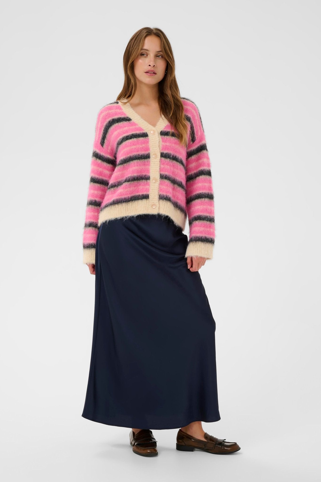 picture of Saint Tropez Olma Cardigan - Pink Nectar Peony Orchid Stripe - Number Two - womens - clothing - Saint Tropez 3