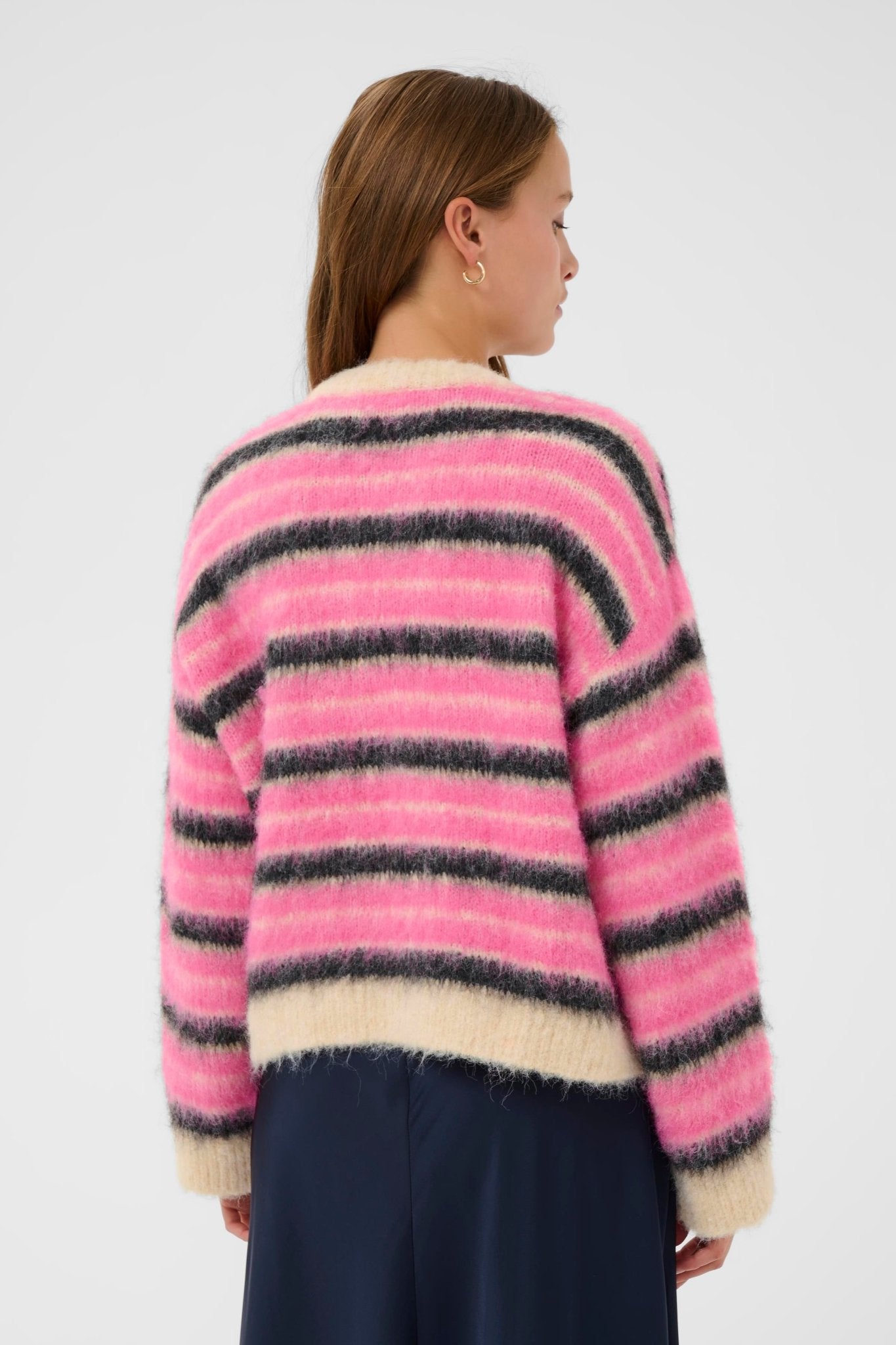 picture of Saint Tropez Olma Cardigan - Pink Nectar Peony Orchid Stripe - Number Two - womens - clothing - Saint Tropez 4